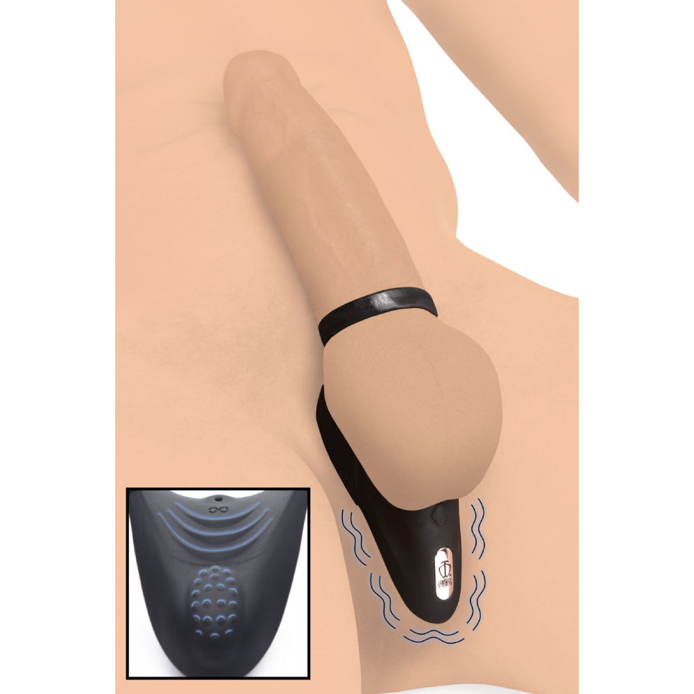 10X Silicone Cock Ring with Vibrating Taint Stimulator