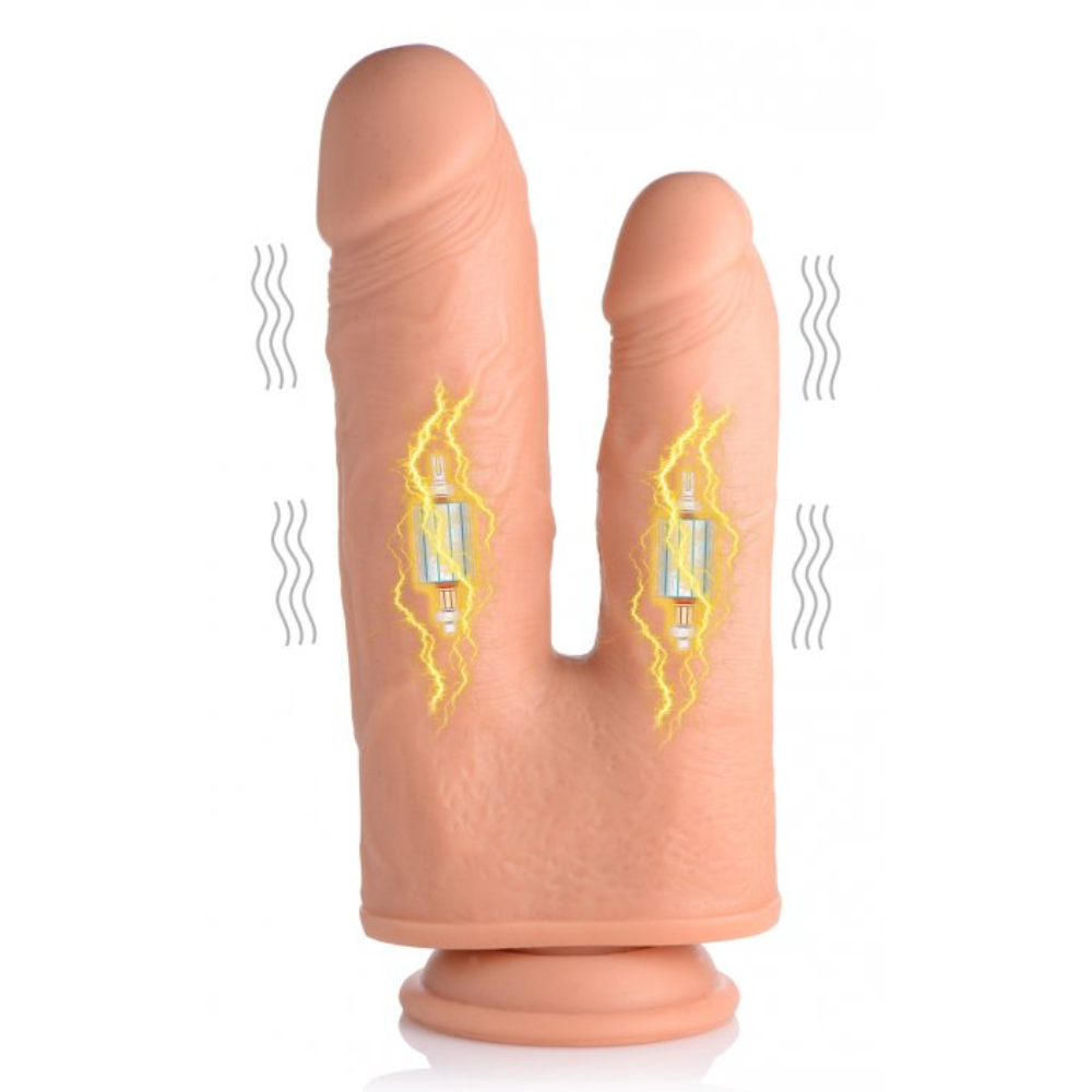 Vibrating and Rotating Remote Control Silicone Double Dildo